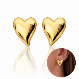 Kolczyki ze stali szlachetnej platerowane 14k złotem SERCA duże KST3383