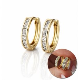 Kolczyki ze stali szlachetnej platerowane 14k złotem, z cyrkoniami KOŁA KST3417