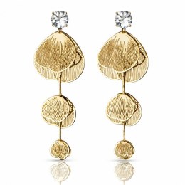 Kolczyki ze stali szlachetnej pozłacane 14k złotem, wiszące kwiaty z cyrkoniami KST3510