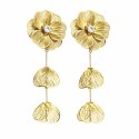 Kolczyki ze stali szlachetnej pozłacane 14k złotem, wiszące kwiaty z cyrkoniami KST3527