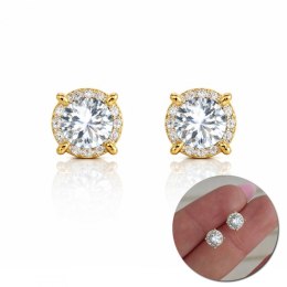 Kolczyki ze stali szlachetnej pozłacane 14k złotem, z cyrkoniami KST3536