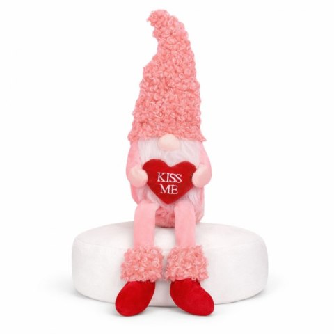 Krasnal Skrzat Walentynkowy, Figurka siedząca Puchata Róż z Sercem KISS ME KSN63