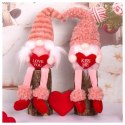 Krasnal Skrzat Walentynkowy, Figurka siedząca Puchata Róż z Sercem KISS ME KSN63