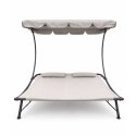 Leżak ogrodowy, leżanka dwuosobowa z baldachimem szary 200x173x155cm LE02