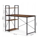 Loftowe biurko komputerowe z regałem, półkami, 120 x 60cm, czarne, czarny blat STL24CZ