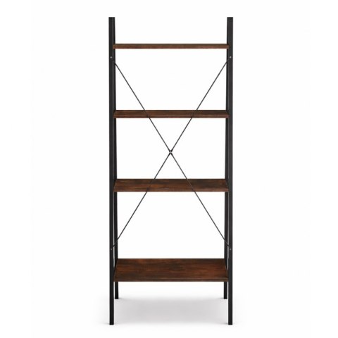 Loftowy wielofunkcyjny 4-poziomowy regał, czarny 60 x 35 x 147cm, blat brązowy SZ51BR