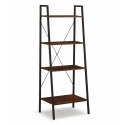 Loftowy wielofunkcyjny 4-poziomowy regał, czarny 60 x 35 x 147cm, blat brązowy SZ51BR
