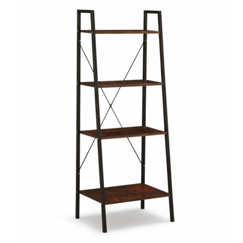 Loftowy wielofunkcyjny 4-poziomowy regał, czarny 60 x 35 x 147cm, blat brązowy SZ51BR