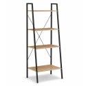Loftowy wielofunkcyjny 4-poziomowy regał, czarny 60 x 35 x 147cm, blat jasny brąz SZ51JBR