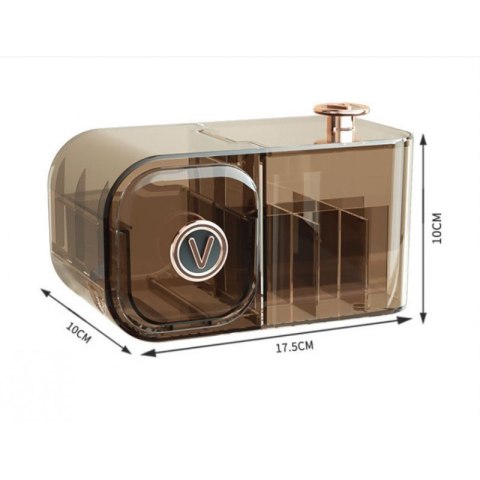 Organizer na kosmetyki szafeczka z przegródkami i szufladką, brązowy CB36