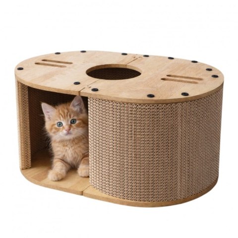 Tekturowy drapak dla kota, budka, domek, legowisko - 57 x 39,5 x 25 cm KOT31