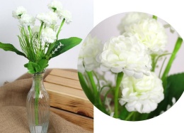 bukiet 2szt GOŹDZIK wys. 38 cm 6 łodyg (9 kwiatów 4,5 cm) BIAŁY KMD-2410A