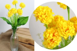 bukiet 2szt GOŹDZIK wys. 38 cm 6 łodyg (9 kwiatów 4,5 cm) ŻÓŁTY KMD-2410B