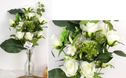 bukiet RÓŻA z czosnkiem wys. 55 cm 7 róż (8x6 cm) z dodatkami BIAŁA WT-162A