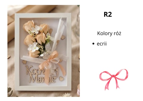 Kwiaty Mydlane w Ramce z napisem R2