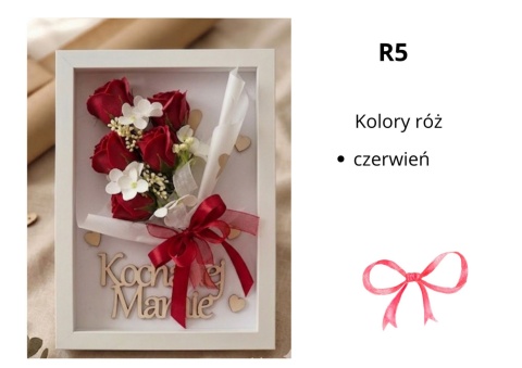 Kwiaty Mydlane w Ramce z napisem R5