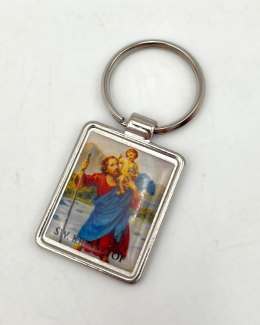 Brelok metal 10szt. prostokąt ŚW.KRZYSZTOF