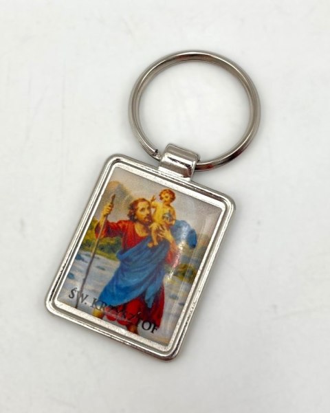 Brelok metal 10szt. prostokąt ŚW.KRZYSZTOF