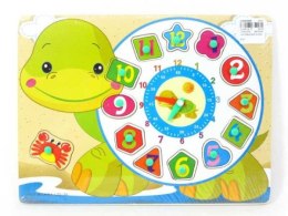 Zegar edukacyjny drewniany żółwik BPUZ4238